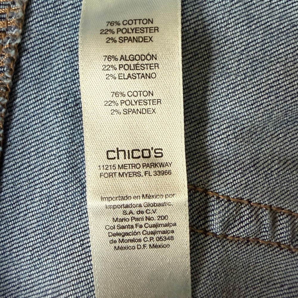 Chicos Platinum Jeans 3 Womens 16 Blue Medium Wash Straight Leg Stretch 40x28 - Picture 4 of 13